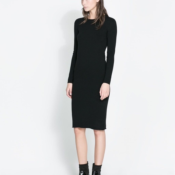 zara long sleeve midi low turtleneck dress - Picture 1 of 6